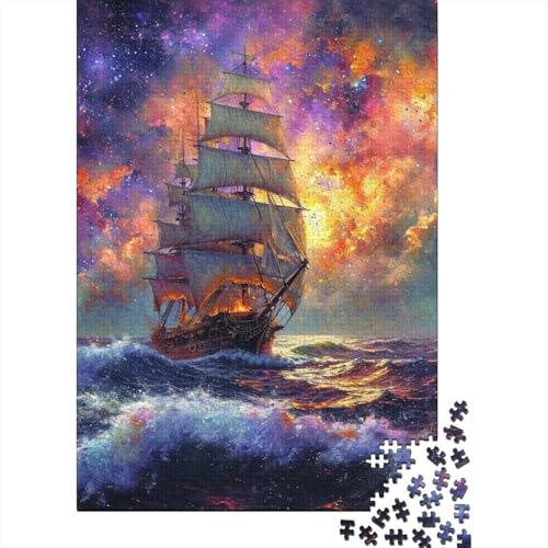 Puzzle für Erwachsene, Puzzleboote unter dem Nachthimmel, Puzzle 1000 Teile für Erwachsene, Holzpuzzle für Erwachsene und Kinder ab 12 Jahren, lustiges Geschenk, Größe: 75 x 50 cm von LiJianXXXB