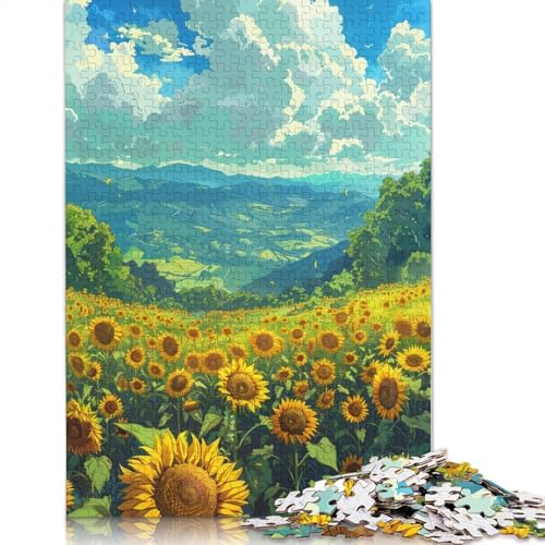 Puzzle für Erwachsene, Sommerlandschaft, Sonnenblumen-Puzzle für Erwachsene, 1000 Teile, Kartonpuzzle für Erwachsene und Kinder, Spielspielzeug für Erwachsene, 38 x 26 cm von LiJianXXXB