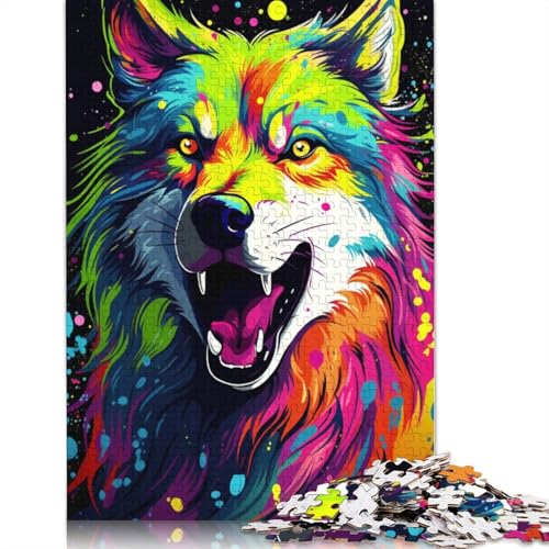 Puzzle für Erwachsene, Straßenpuzzle mit Buntem Wolf, 1000 Puzzleteile aus Holz, geeignet für Erwachsene und Kinder ab 12 Jahren, tolles Geschenk für Erwachsene, Größe 75 x 50 cm von LiJianXXXB