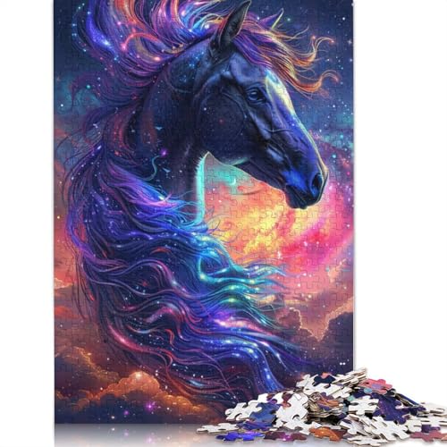 Puzzle für Erwachsene, Verträumtes lila Pferd für Erwachsene, 1000-teiliges Kartonpuzzle, geeignet für Erwachsene und Kinder über 12 Jahre, Kunstwerk, Geschenk, 38 x 26 cm von LiJianXXXB