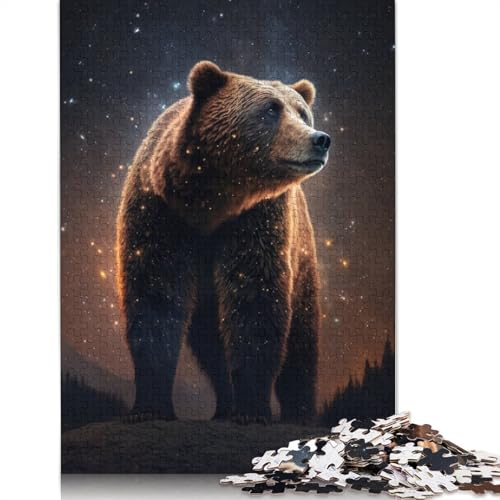 Puzzle für Erwachsene, Weltraum-Galaxie, Braunbär, 1000-teiliges Puzzle, Holzpuzzle für Erwachsene und Kinder ab 12 Jahren, entspannendes, geistiges Lernspielzeug, Größe: 75 x 50 cm von LiJianXXXB