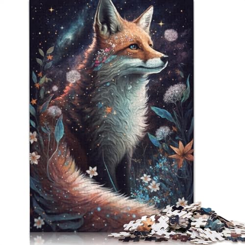 Puzzle für Erwachsene, Weltraumfuchs und Blumen, 1000-teiliges Puzzle, Holzpuzzle für Erwachsene und Kinder ab 12 Jahren, Lernspielzeug, Größe: 75 x 50 cm von LiJianXXXB