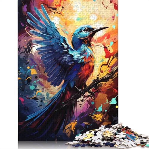 Puzzle für Erwachsene, Wilde, farbenfrohe Psychedelia der Vögel, 1000-teiliges Puzzle, Holzpuzzle für Erwachsene und Kinder, tolles Geschenk für Erwachsene, Größe 75 x 50 cm von LiJianXXXB