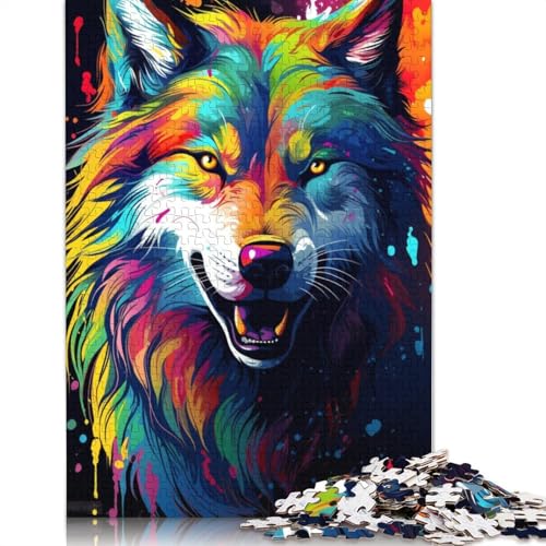 Puzzle für Erwachsene, bunter Gekritzelwolf, 1000 Teile, Puzzle für Erwachsene, Holzpuzzle für Erwachsene und Kinder ab 12 Jahren, tolles Geschenk für Erwachsene und Kinder, Größe 75 x 50 cm von LiJianXXXB