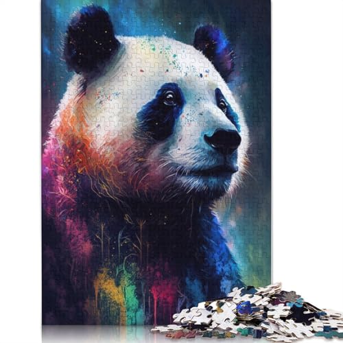 Puzzle für Erwachsene, bunter Graffiti-Panda, 1000 Teile, Puzzle aus Holz, geeignet für Erwachsene und Kinder über 12 Jahre, Familiendekoration, 75 x 50 cm von LiJianXXXB