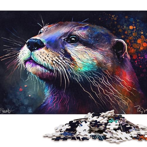 Puzzle für Erwachsene, bunter Otter, Puzzle für Erwachsene, 1000 Teile, Holzpuzzle für Erwachsene und Familien, Spielzeug, Denkspiel (Größe 75 * 50 cm) von LiJianXXXB