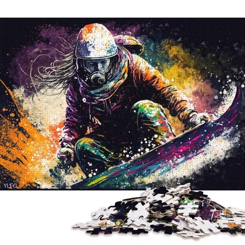 Puzzle für Erwachsene, bunter Skifahrer, Puzzle für Erwachsene, 1000 Teile, Kartonpuzzle für Erwachsene und Familien, Spielzeug, Denkspiel (Größe 38 * 26 cm) von LiJianXXXB