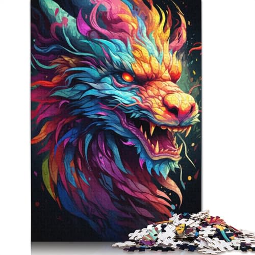 Puzzle für Erwachsene, buntes Drachen-Puzzle, 1000 Teile, für Erwachsene, Kartonpuzzle für Erwachsene und Kinder ab 12 Jahren, Puzzle, Denkspiel, Größe 38 x 26 cm von LiJianXXXB