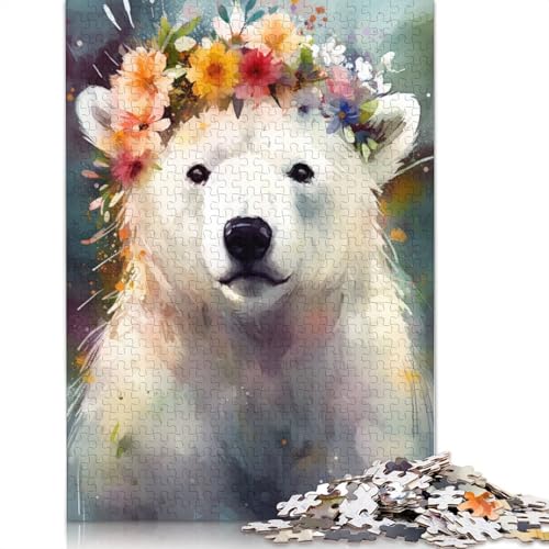 Puzzle für Erwachsene, buntes Eisbärbaby, 1000-teiliges Puzzle, Kartonpuzzle für Erwachsene und Kinder ab 12 Jahren, Lernspiel, Herausforderungsspielzeug, 38 x 26 cm von LiJianXXXB