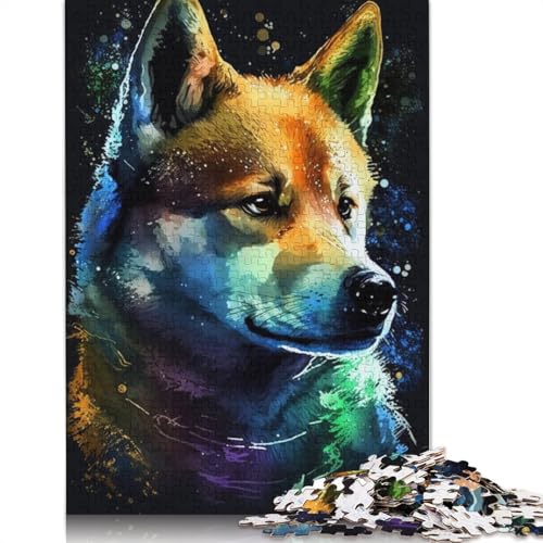 Puzzle für Erwachsene, buntes Graffiti-Shiba-Inu, 1000-teiliges Puzzle, Holzpuzzle für Erwachsene und Kinder ab 12 Jahren, tolle Geschenke zu Weihnachten, 75 x 50 cm von LiJianXXXB