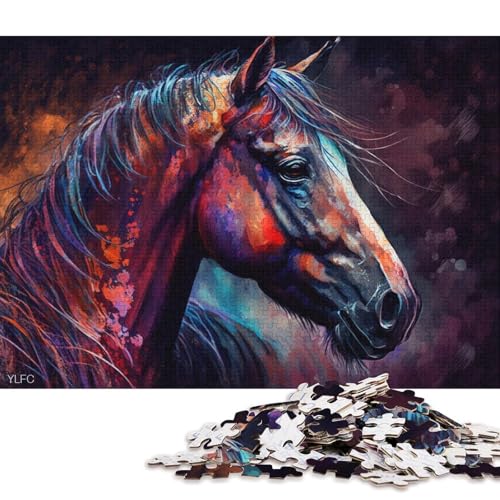 Puzzle für Erwachsene, buntes Pferd, Puzzle für Erwachsene, 1000 Teile, Holzpuzzle für Erwachsene und Familien, Spielzeug, Denkspiel (Größe 75 * 50 cm) von LiJianXXXB