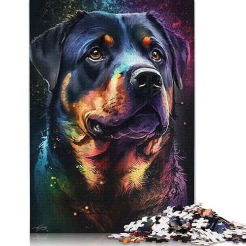 Puzzle für Erwachsene, buntes Rottweiler-Graffiti, 1000-teiliges Puzzle für Erwachsene, Holzpuzzle für Erwachsene und Kinder, Lernspielzeug, 75 x 50 cm von LiJianXXXB