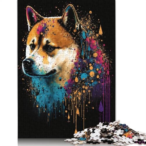 Puzzle für Erwachsene, buntes Shiba Inu-Puzzle für Erwachsene, 1000 Teile, Kartonpuzzle für Erwachsene und Kinder, Spielspielzeug für Erwachsene, 38 x 26 cm von LiJianXXXB