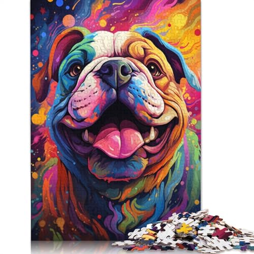 Puzzle für Erwachsene, farbenfroh, psychedelisch, von Psychedelic Bulldog, Puzzle 1000 Teile, Papppuzzle für Erwachsene und Kinder ab 12 Jahren, schwierig und herausfordernd, Größe 38 x 26 cm von LiJianXXXB