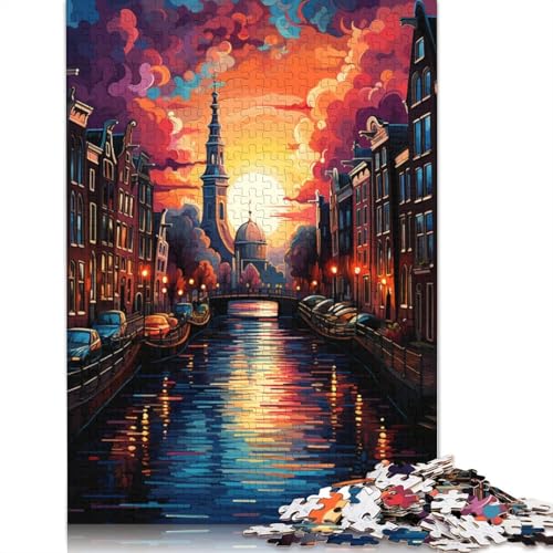 Puzzle für Erwachsene, farbenfrohe Psychedelia im Dan Canal District, 1000-teiliges Puzzle aus Pappe für Erwachsene und Kinder ab 12 Jahren, Lernspielzeug, Familienspiele, Größe 38 x 26 cm von LiJianXXXB