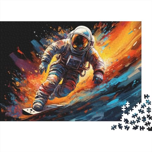 Puzzle für Erwachsene, farbenfroher Psychedelischer Astronaut auf Skateboard, 1000-teiliges Puzzle, Holzpuzzle für Erwachsene und Kinder, tolles Geschenk für Erwachsene, 50 x 75 cm von LiJianXXXB