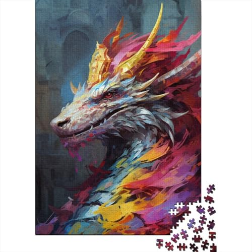 Puzzle für Erwachsene, farbenfrohes Drachen-Puzzle, 1000 Teile, Holzpuzzle, geeignet für Erwachsene und Jugendliche ab 12 Jahren, anspruchsvolles Spielgeschenk (Größe 75 x 50 cm) von LiJianXXXB