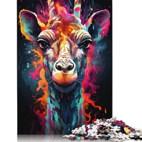 Puzzle für Erwachsene, farbenfrohes Giraffengemälde, 1000 Teile, Kartonpuzzle für Erwachsene und Kinder ab 12 Jahren, Puzzle, Denkspiel, Größe 38 x 26 cm von LiJianXXXB