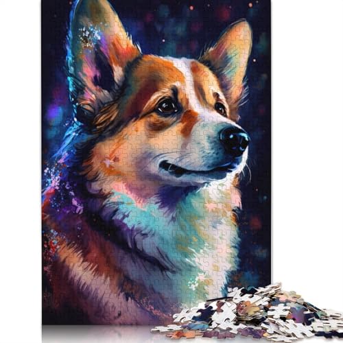 Puzzle für Erwachsene, farbenfrohes Graffiti-Corgi-Puzzle, 1000 Teile, Kartonpuzzle, geeignet für Erwachsene und Kinder ab 12 Jahren, tolles Geschenk für Erwachsene, 38 x 26 cm von LiJianXXXB