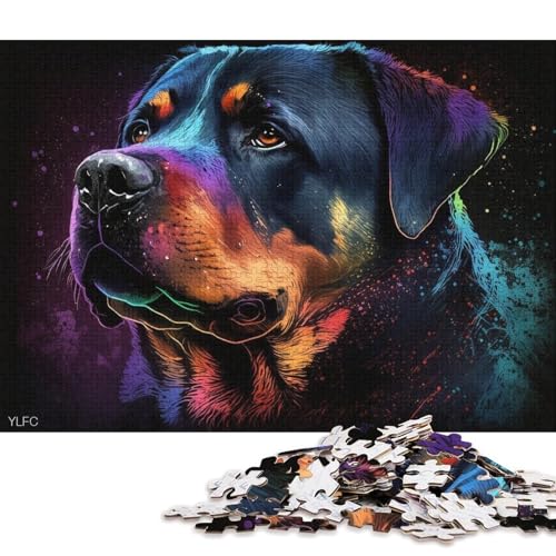 Puzzle für Erwachsene, farbenfrohes Rottweiler-Puzzle für Erwachsene, 1000 Teile, Holzpuzzle für Erwachsene und Familien, Spielzeug, Denkspiel (Größe 75 * 50 cm) von LiJianXXXB