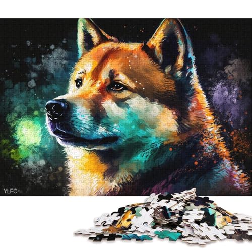 Puzzle für Erwachsene, farbenfrohes Shiba Inu-Puzzle für Erwachsene, 1000 Teile, Holzpuzzle für Erwachsene und Familien, Spielzeug, Denkspiel (Größe 75 * 50 cm) von LiJianXXXB