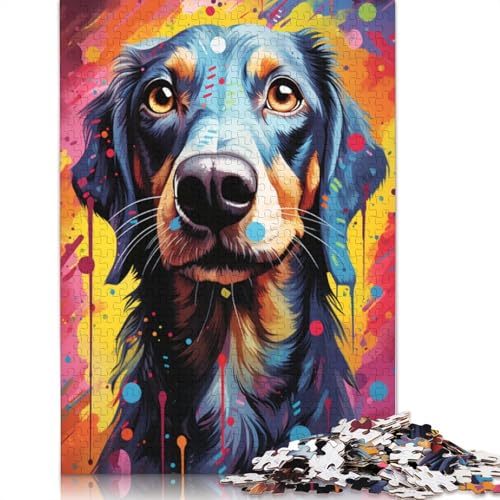 Puzzle für Erwachsene, farbenfrohes psychedelisches Dackel-Puzzle, 1000 Teile, Holzpuzzle für Erwachsene und Kinder ab 12 Jahren, Puzzle, Denkspiel, Größe 75 x 50 cm von LiJianXXXB