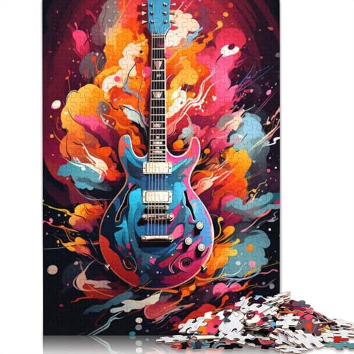 Puzzle für Erwachsene, farbenfrohes psychedelisches E-Gitarren-Puzzle, 1000 Teile, für Erwachsene, Kartonpuzzle für Erwachsene und Kinder ab 12 Jahren, Puzzle, Denkspiel, Größe 38 x 26 cm von LiJianXXXB