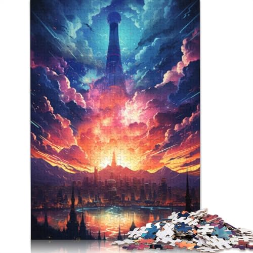 Puzzle für Erwachsene, farbenfrohes psychedelisches Stadtbild, 1000 Teile, für Erwachsene, Kartonpuzzle für Erwachsene und Kinder ab 12 Jahren, Puzzle, Denkspiel, Größe 38 x 26 cm von LiJianXXXB