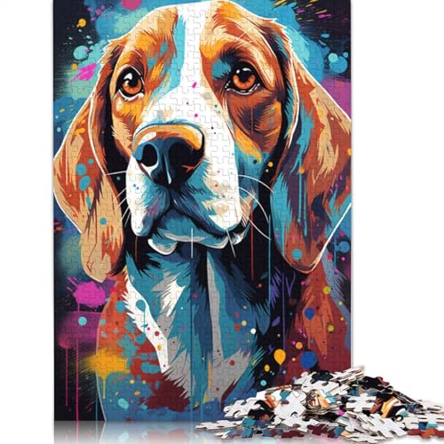 Puzzle für Erwachsene, farbenfrohes psychedelisches Tier, Beagle, 1000-teiliges Puzzle, Holzpuzzle für Erwachsene und Kinder ab 12 Jahren, Rätselgröße 75 x 50 cm von LiJianXXXB