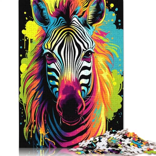 Puzzle für Erwachsene, farbenfrohes psychedelisches Tier-Zebra-Puzzle, 1000 Teile, für Erwachsene, Holzpuzzle für Erwachsene und Kinder ab 12 Jahren, Puzzle, Denkspiel, Größe 75 x 50 cm von LiJianXXXB