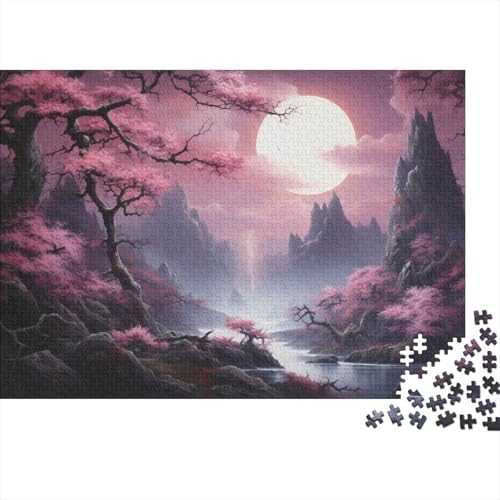 Puzzle für Erwachsene, japanische Kirschblüten-Landschaftskunst, 1000 Teile, Holzpuzzle für Erwachsene und Kinder ab 12 Jahren, tolles Geschenk für Erwachsene, 50 x 75 cm von LiJianXXXB