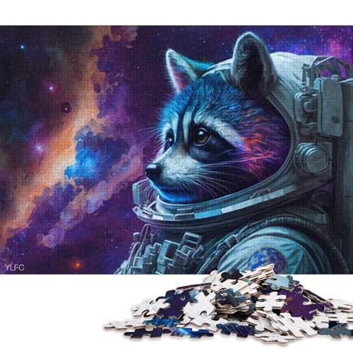 Puzzle für Erwachsene, kosmische Kunst, Astronaut, Waschbär, für Erwachsene, 1000 Teile, Puzzle-Geschenke, Holzpuzzle für Erwachsene und Kinder ab 12 Jahren, ideal 75 x 50 cm von LiJianXXXB