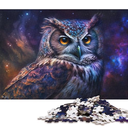 Puzzle für Erwachsene, kosmische Tier-Eule, 1000-teiliges Puzzle, Holzpuzzle für Erwachsene und Kinder ab 12 Jahren, tolles Geschenk für Erwachsene und Kinder, 75 x 50 cm von LiJianXXXB