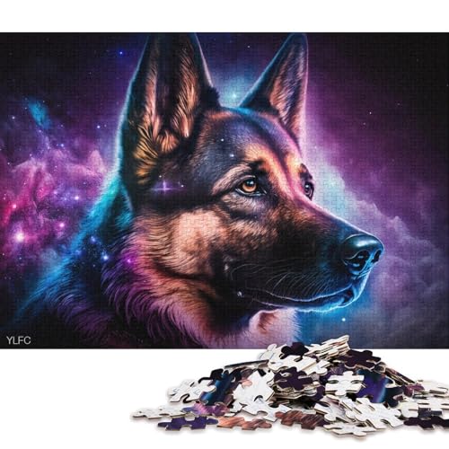 Puzzle für Erwachsene, kosmischer Deutscher Schäferhund, Puzzle für Erwachsene, 1000 Teile, Kartonpuzzle für Erwachsene und Familien, Spielzeug, Denkspiel (Größe 38 * 26 cm) von LiJianXXXB