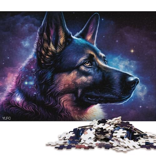 Puzzle für Erwachsene, kosmischer Deutscher Schäferhund, Puzzle für Erwachsene, 1000 Teile, Kartonpuzzle für Erwachsene und Familien, Spielzeug, Denkspiel (Größe 38 * 26 cm) von LiJianXXXB