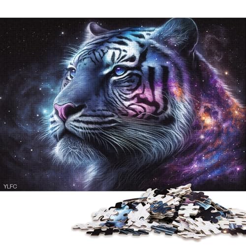 Puzzle für Erwachsene, kosmischer Galaxie-Tiger, Puzzle für Erwachsene, 1000 Teile, Holzpuzzle für Erwachsene und Familien, Spielzeug, Denkspiel (Größe 75 * 50 cm) von LiJianXXXB