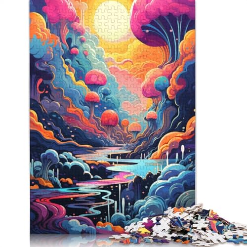 Puzzle für Erwachsene,farbenfrohe Psychedelia auf mysteriösem Terrain,1000-teiliges Puzzle,Holzpuzzle für Erwachsene und Kinder ab 12 Jahren,entspannendes,intellektuelles Lernspielzeug,Größe 75x50 cm von LiJianXXXB