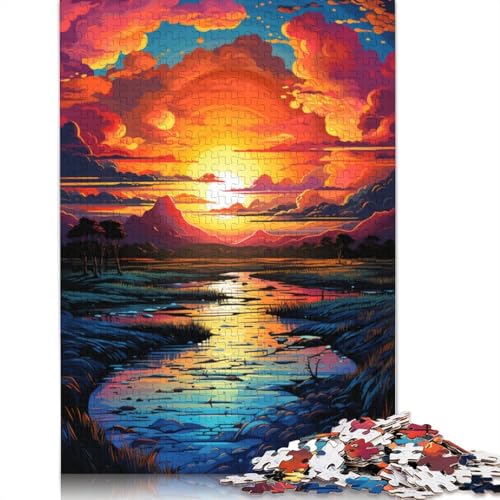 Puzzle für Erwachsene,farbenfroher Fantasie-Sonnenuntergangsfluss,1000 Teile,Puzzle für Erwachsene,Papppuzzle für Erwachsene und Kinder ab 12 Jahren,tolles Geschenk für Erwachsene und Kinder von LiJianXXXB