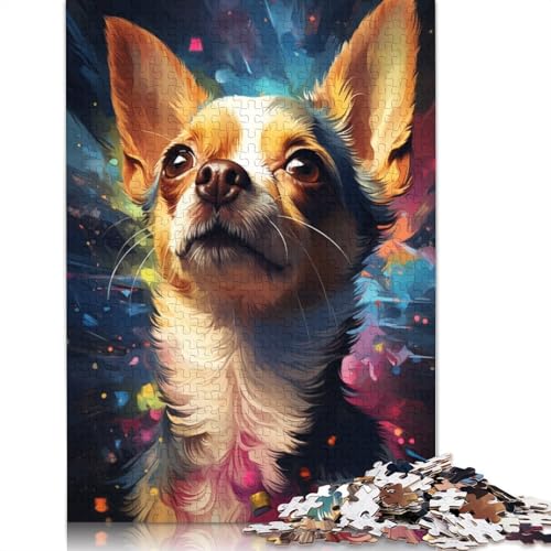 Puzzle für Erwachsene,farbenfrohes psychedelisches Chihuahua-Spielzeug mit Galaxie-Motiv,1000 Teile,Holzpuzzle für Erwachsene und Kinder ab 12 Jahren,entspannendes,intellektuelles Lernspielzeug von LiJianXXXB