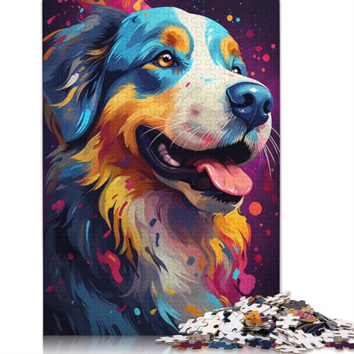 Puzzle für Erwachsene,farbenfrohes psychedelisches Hundegesicht,Cocker Spaniel,1000-teiliges Puzzle,Papppuzzle für Erwachsene und Kinder,interessante Puzzles zur Stressreduzierung,Größe 38 x 26 cm von LiJianXXXB