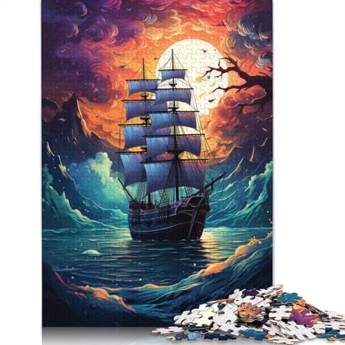 Puzzle für Erwachsene,farbenfrohes psychedelisches Piratenschiff,1000 Teile,Puzzle für Erwachsene,Holzpuzzle für Erwachsene und Kinder ab 12 Jahren,tolles Geschenk für Erwachsene und Kinder von LiJianXXXB