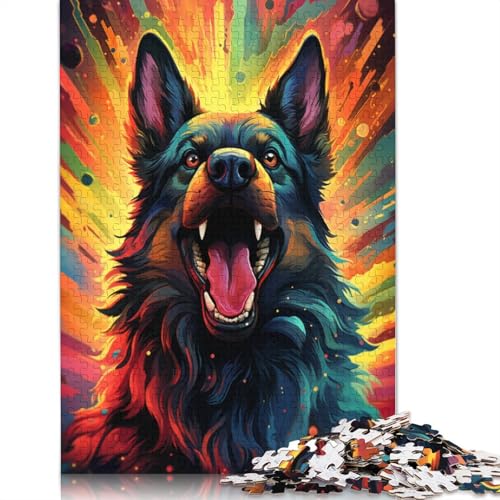 Puzzle für Erwachsene,farbenfrohes psychedelisches Puzzle mit deutschem Schäferhund,1000 Teile,für Erwachsene,Kartonpuzzle für Erwachsene und Kinder ab 12 Jahren,Puzzle,Denkspiel,Größe 38 x 26 cm von LiJianXXXB