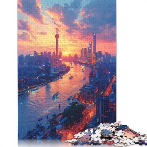 Puzzle für Erwachsene 1000 Der Oriental Pearl Tower in Shanghai Puzzle für Erwachsene Holzpuzzle Familienspiele 75x50cm von LiJianXXXB