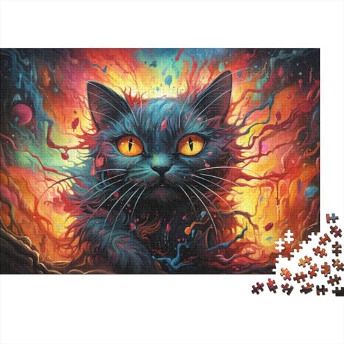 Puzzle für Erwachsene 1000 Teile, Schwarzer Katzen-Teufel, Puzzles für Erwachsene und Kinder, Holzpuzzle, Heimdekoration, Puzzlespielzeug, 50 x 75 cm von LiJianXXXB