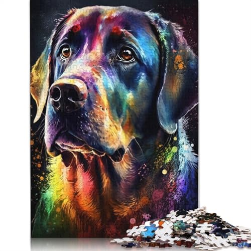 Puzzle für Erwachsene 1000 Teile, buntes Graffiti-Labrador-Puzzle für Erwachsene, Holzpuzzle, Lernspielzeug, Familienspiele, 75 x 50 cm von LiJianXXXB