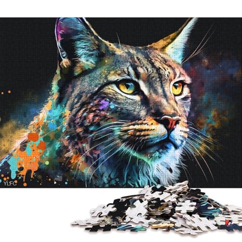 Puzzle für Erwachsene 1000 Teile, buntes Luchs-Puzzle für Erwachsene, Holzpuzzle, Lernspielzeug, 75 x 50 cm von LiJianXXXB