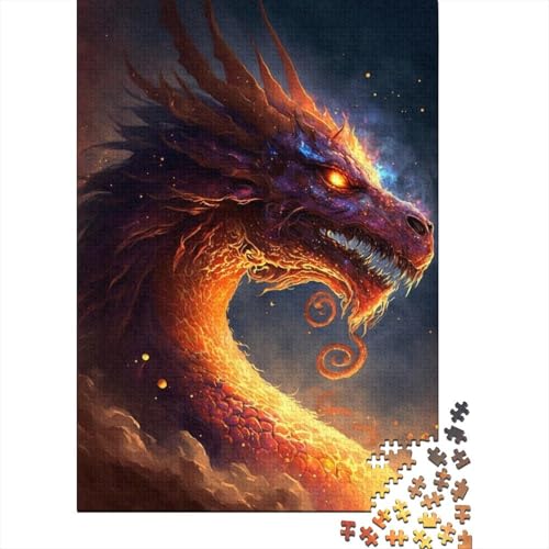 Puzzle für Erwachsene 1000 Teile Feuerdrache im Himmel Puzzle für Erwachsene und Kinder Holzbrettpuzzle Spielzeug Denkspiel Größe: 75x50cm von LiJianXXXB