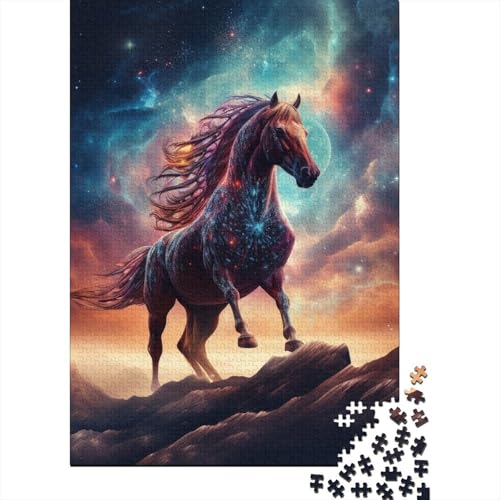 Puzzle für Erwachsene 1000 Teile Galaxien Pferde Puzzle für Erwachsene und Kinder Holzbrettpuzzle Spielzeug Denkspiel Größe: 75x50cm von LiJianXXXB