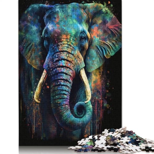 Puzzle für Erwachsene 1000 Teile Graffiti Tier Elefant Puzzle für Erwachsene Puzzle Holzpuzzle Lernspielzeug Familienspiele 75x50cm von LiJianXXXB