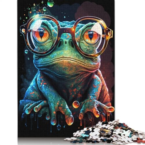 Puzzle für Erwachsene 1000 Teile Kosmischer Frosch trägt eine Brille, Puzzle für Erwachsene, Kartonpuzzle, Heimdekoration, Größe: 38 x 26 cm von LiJianXXXB